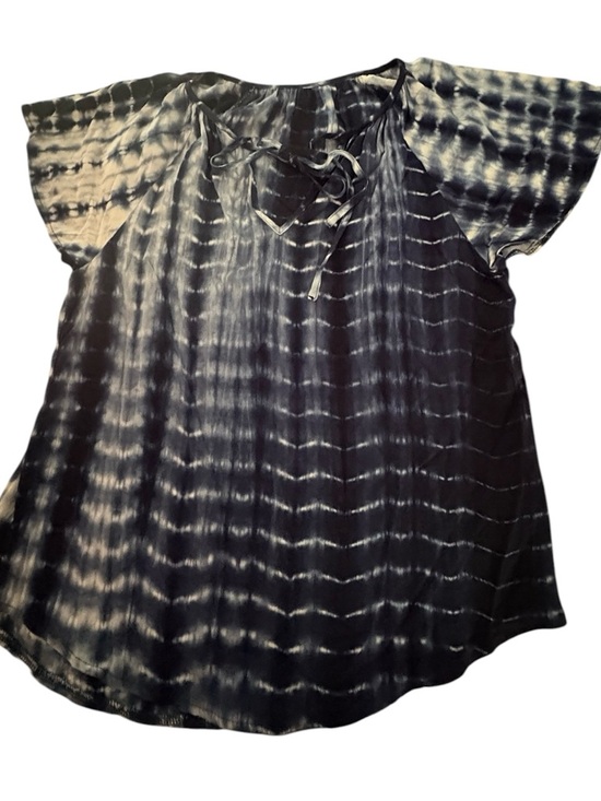 SHEIN Tops - White and navy tie dye blouse
